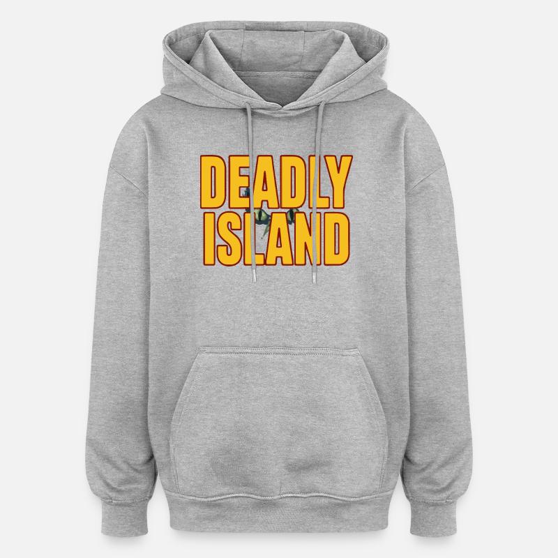 Texte en gras de l’île - Sweat à capuche oversize unisexe - gris chiné