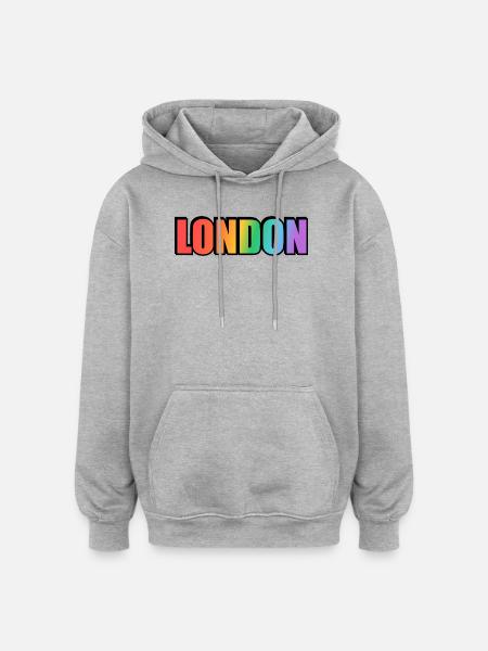 London LGBTQ Rainbow - Oversized Unisex Hoodie - Grau meliert