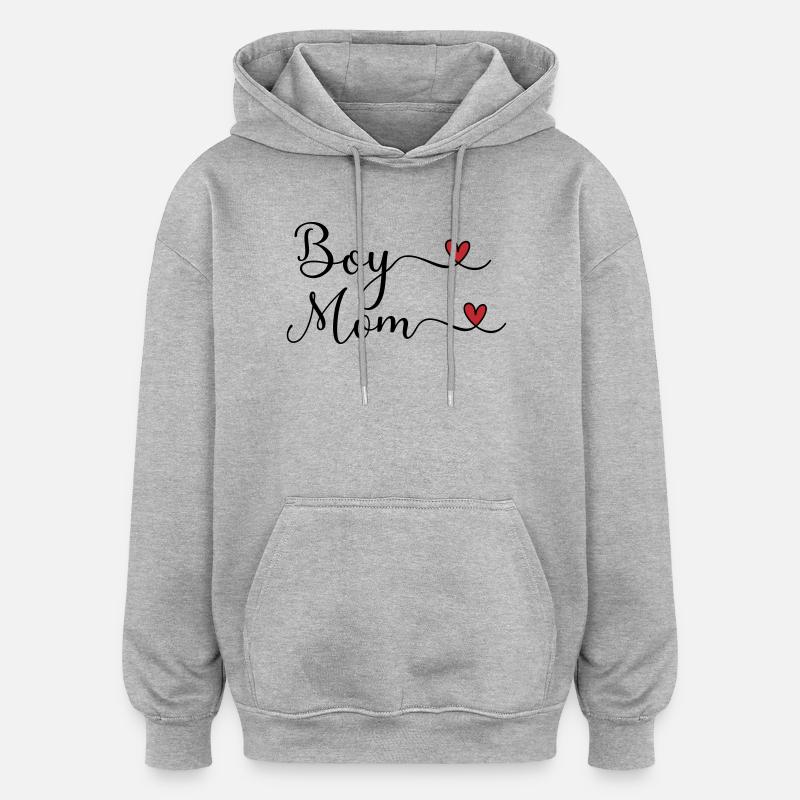 boy mom - Oversized Unisex Hoodie - heather grey