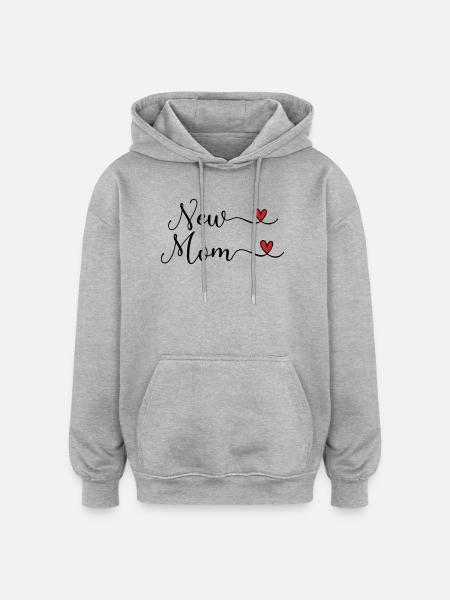 New Mom - Oversized Unisex Hoodie - Grau meliert