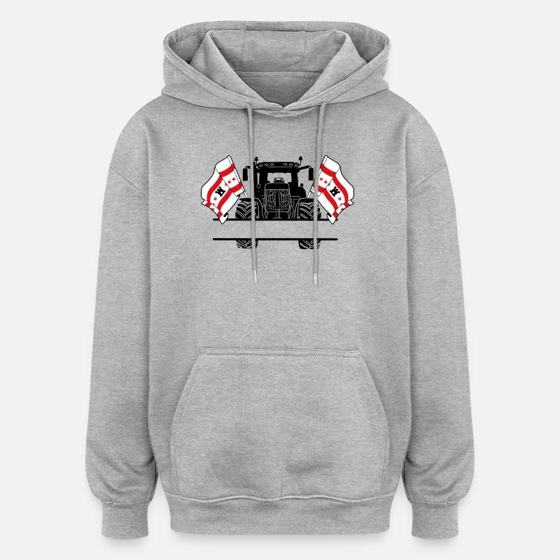 Drenthe_Tractor_Custom_Edition - Sweat à capuche oversize unisexe - gris chiné