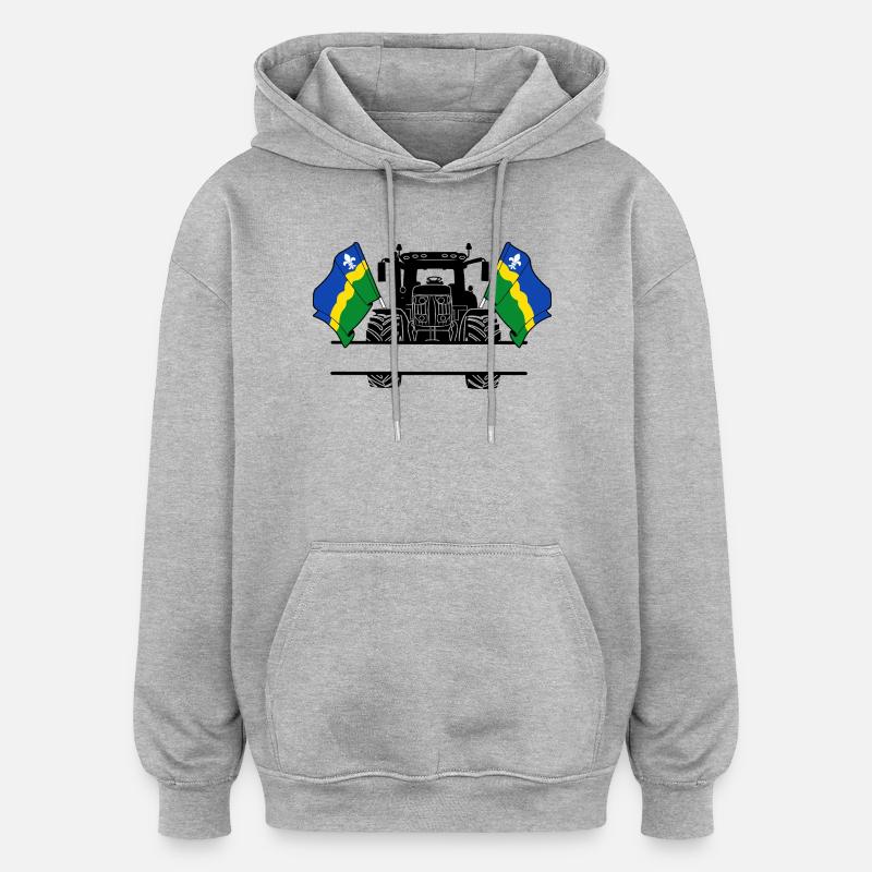 Flevoland_Tractor_Custom_Edition - Sweat à capuche oversize unisexe - gris chiné