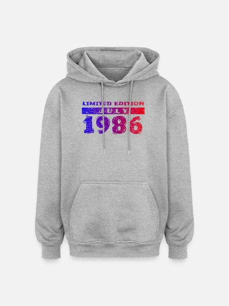 40th Birthday Limited Edition 07/1986 - Oversized Unisex Hoodie - heather grey