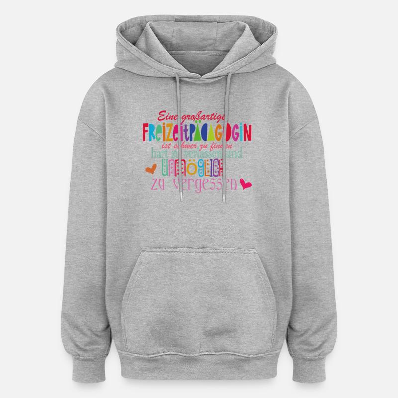 Freizeitpädagogin - Oversized Unisex Hoodie - Grau meliert