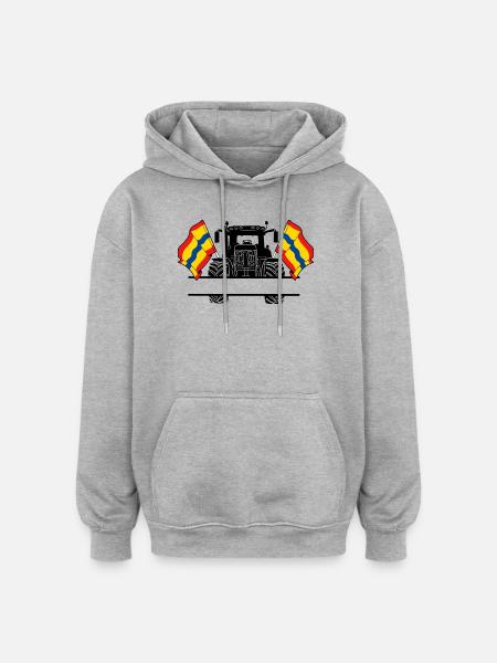 Overijssel_Tractor_Custom_Edition - Sweat à capuche oversize unisexe - gris chiné