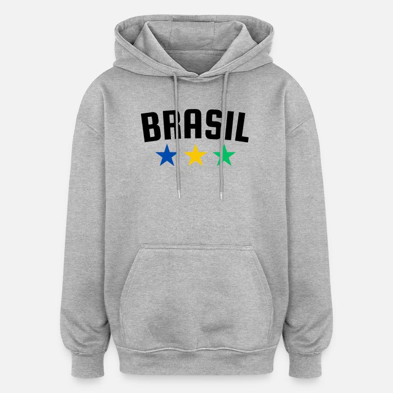 Brasilien 3 Sterne Design - Oversized Unisex Hoodie - Grau meliert