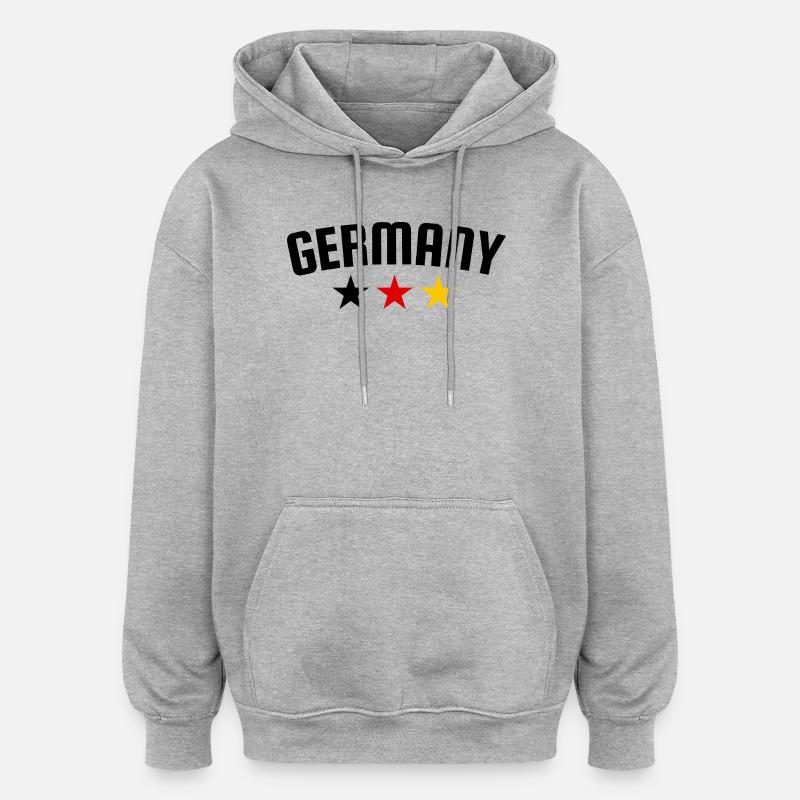 Allemagne 3 Étoiles Design EN - Sweat à capuche oversize unisexe - gris chiné