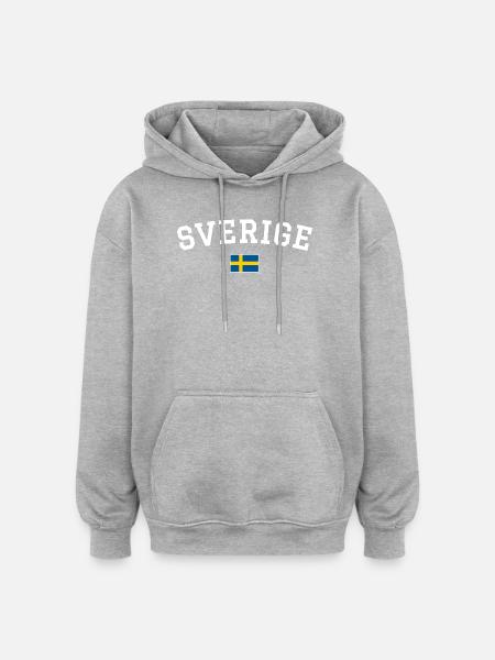Sweden Flag Design White - Oversized Unisex Hoodie - heather grey