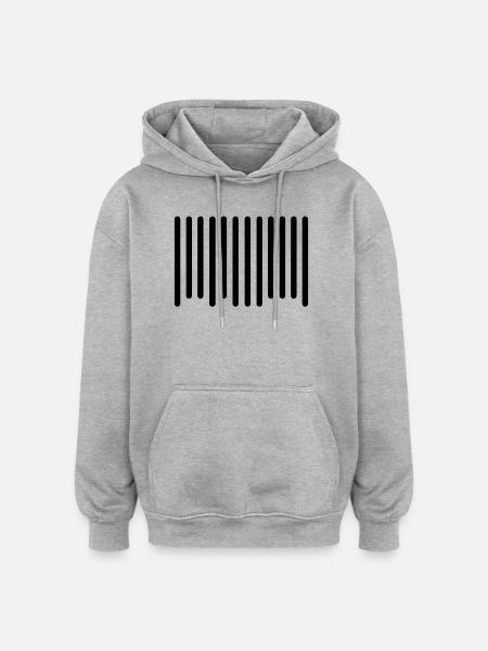 code barres - Sweat à capuche oversize unisexe - gris chiné