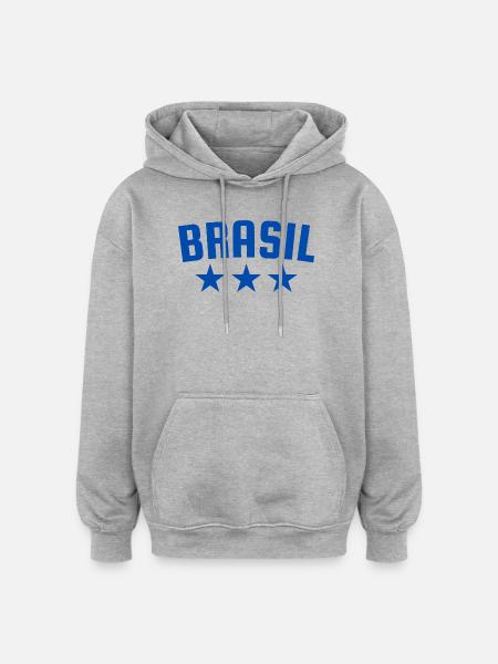 Brazil 3 Star Design Blue - Oversized Unisex Hoodie - heather grey