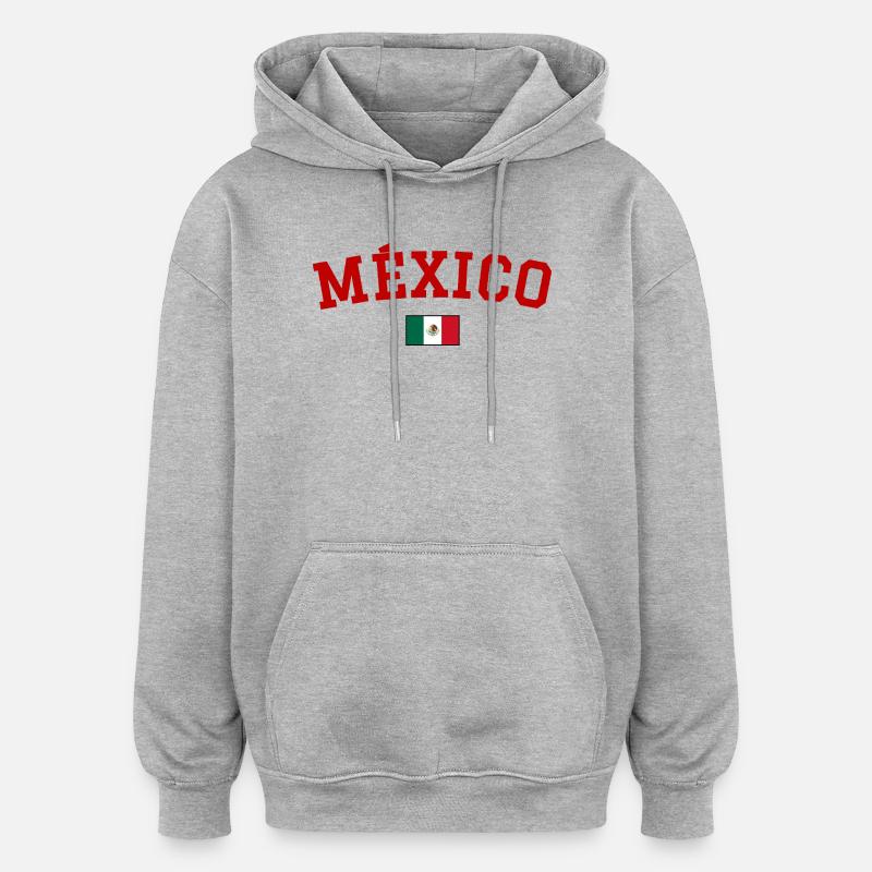 Mexiko Flagge Design Rot - Oversized Unisex Hoodie - Grau meliert