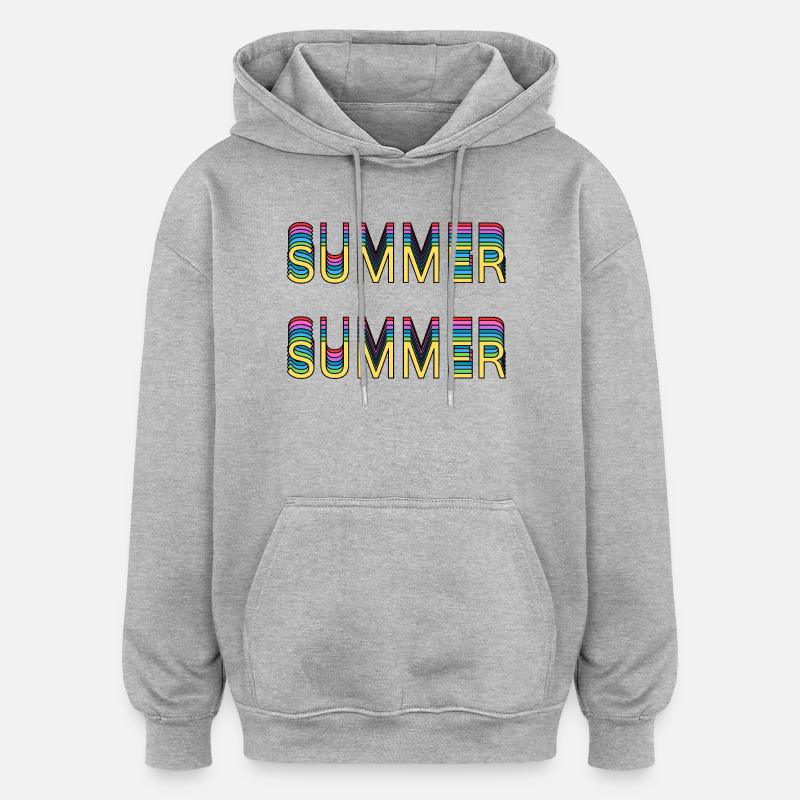 Sommer Regenbogen Schrift - Oversized Unisex Hoodie - Grau meliert
