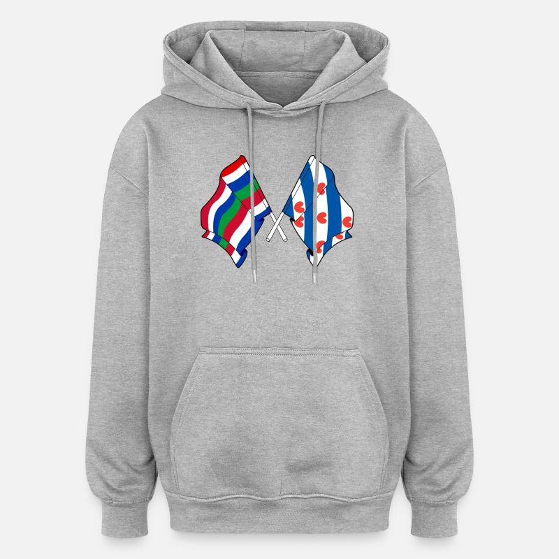Drapeaux croisés de Schier & Friesland - Sweat à capuche oversize unisexe - gris chiné