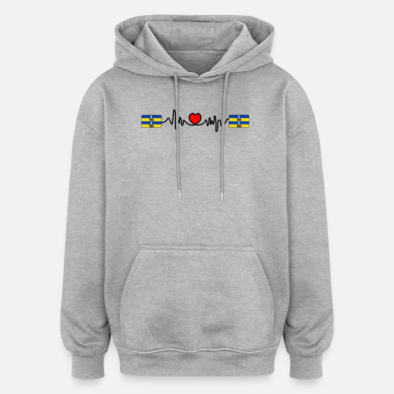 Logo Ameland Pulse – Style Île - Sweat à capuche oversize unisexe - gris chiné