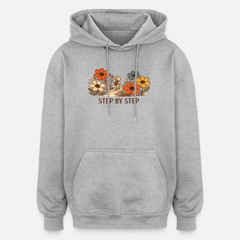 La Petite Pensée | ÉTAPE PAR ÉTAPE - Sweat à capuche oversize unisexe - gris chiné