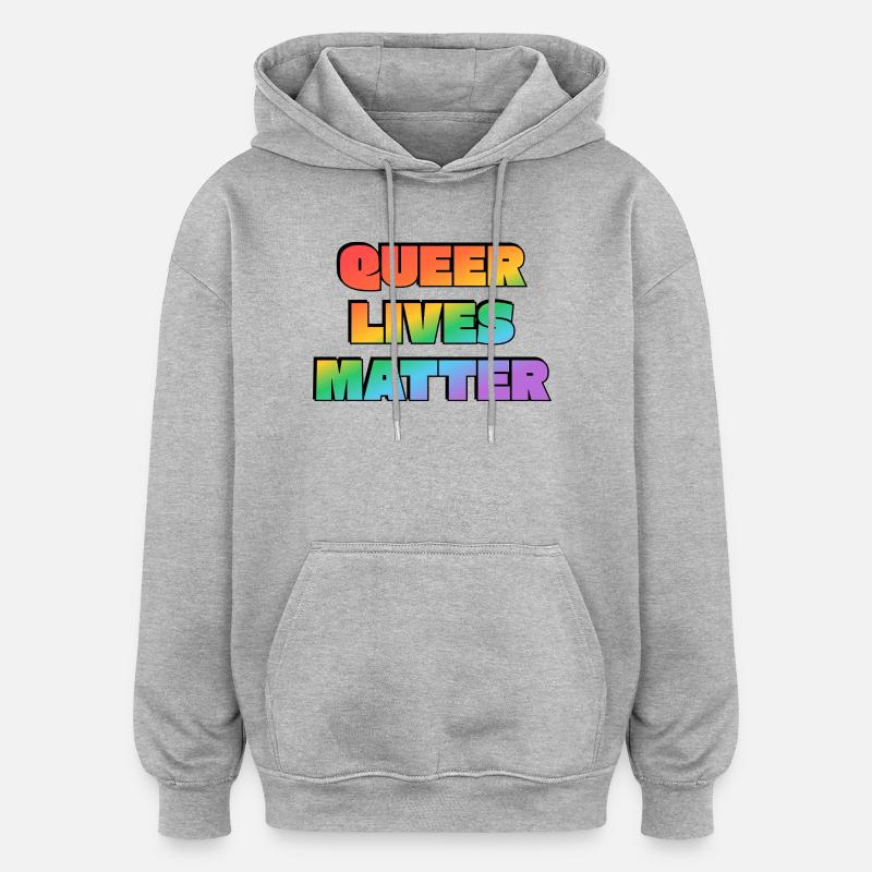 Queer Lives Matter Regenbogen - Oversized Unisex Hoodie - Grau meliert