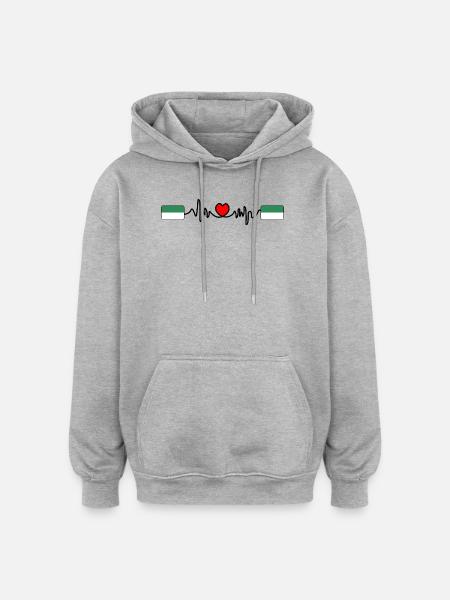 Logo Vlieland Pulse – Style Île - Sweat à capuche oversize unisexe - gris chiné