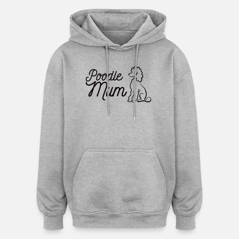 Pudel Mum Silhouette & Script - Oversized Unisex Hoodie - Grau meliert