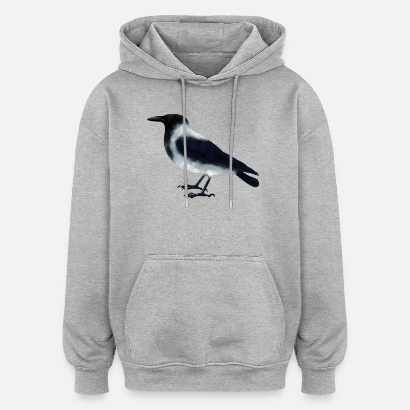 Nebelkrähe - Oversized Unisex Hoodie - Grau meliert