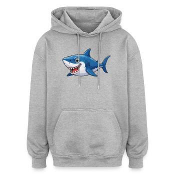 Shark Comic - Sweat à capuche oversize unisexe - gris chiné - Devant - Noah (186cm)