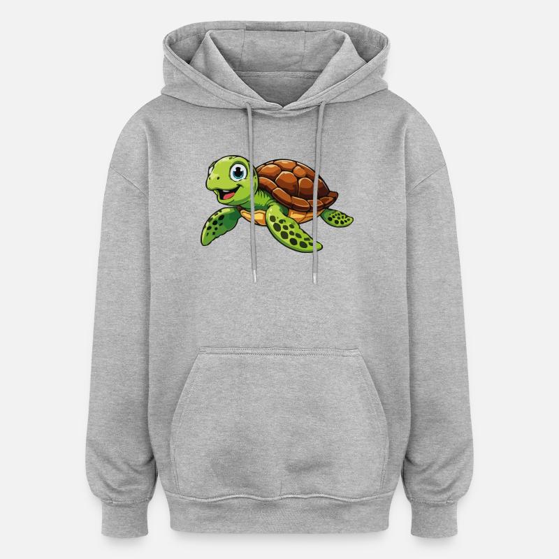 Fröhliche Schildkröte Abenteuer - Oversized Unisex Hoodie - Grau meliert