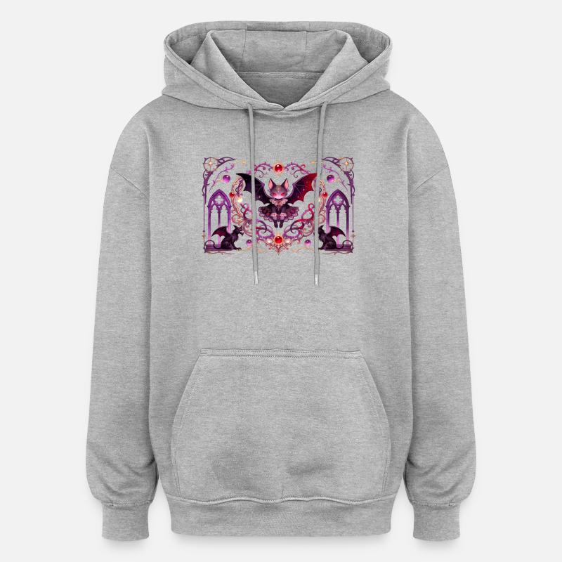 Gotische Vampirkatze Dunkle Fantasy Hexendesign - Oversized Unisex Hoodie - Grau meliert