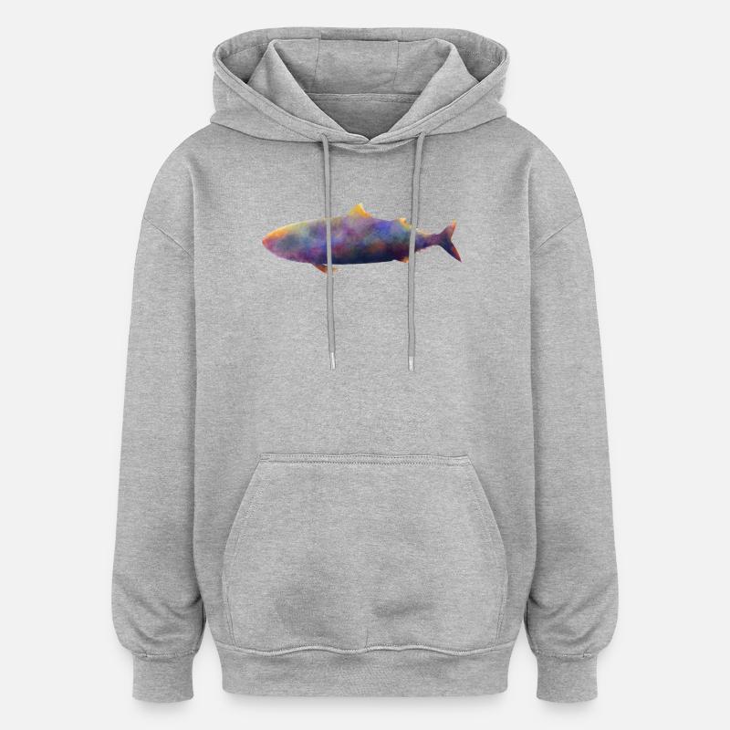 Makrele - Oversized Unisex Hoodie - Grau meliert