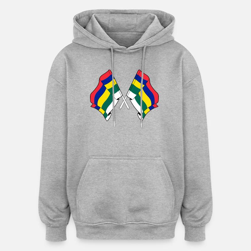 Crossed Terschelling Flags – Island Pride - Oversized Unisex Hoodie - heather grey