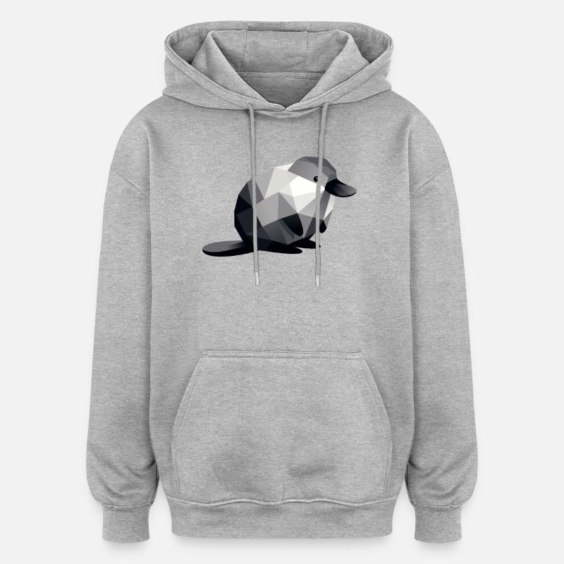 ornithorynque - Sweat à capuche oversize unisexe - gris chiné