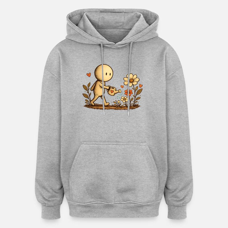 La Petite Pensée | L’amour des fleurs - Sweat à capuche oversize unisexe - gris chiné