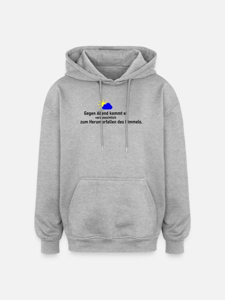 Himmel runter - Oversized Unisex Hoodie - Grau meliert