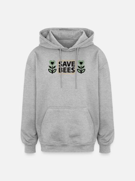 Save Bees Bees Flowers Conservation Beekeeper - Oversized Unisex Hoodie - heather grey