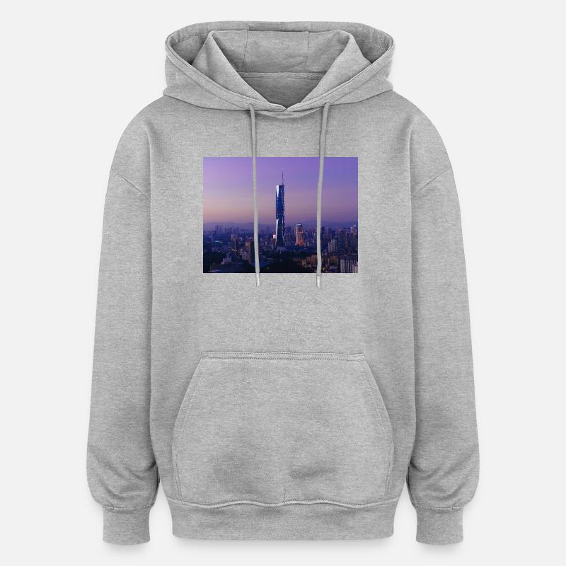 Silhouette du crépuscule avec flèche - Sweat à capuche oversize unisexe - gris chiné