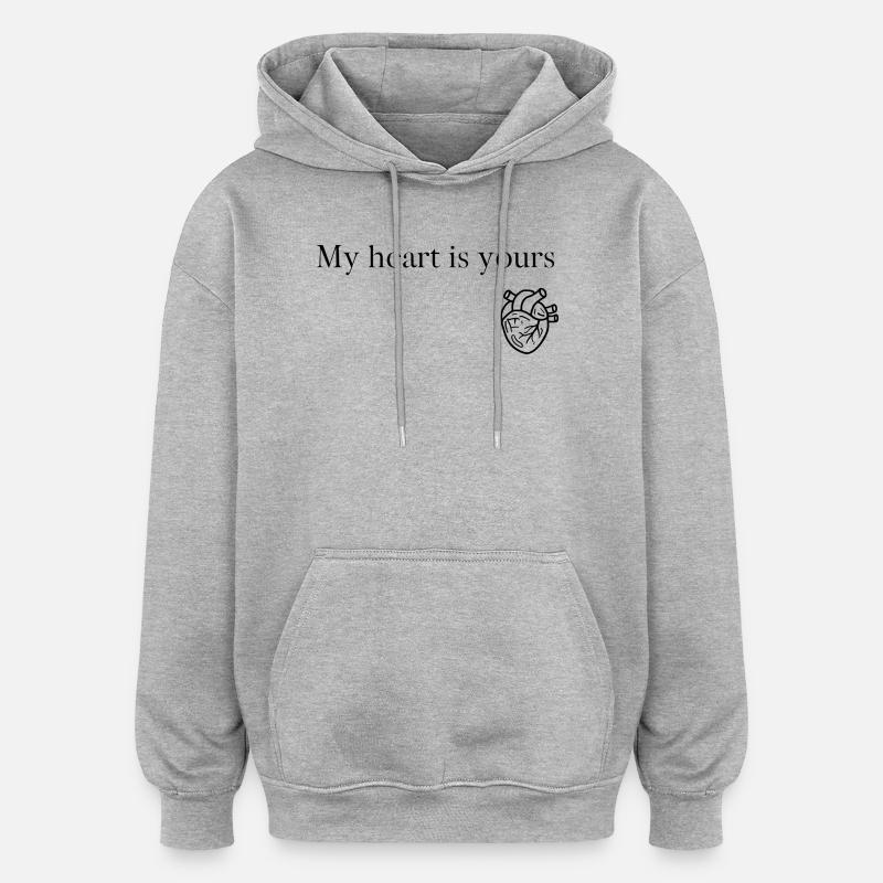 Cœur - Sweat à capuche oversize unisexe - gris chiné