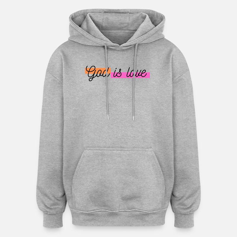 Gott ist Liebe - Oversized Unisex Hoodie - Grau meliert