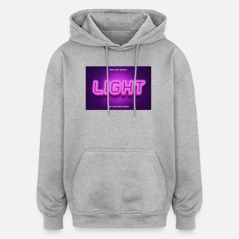Lettrage à lumière néon - Sweat à capuche oversize unisexe - gris chiné