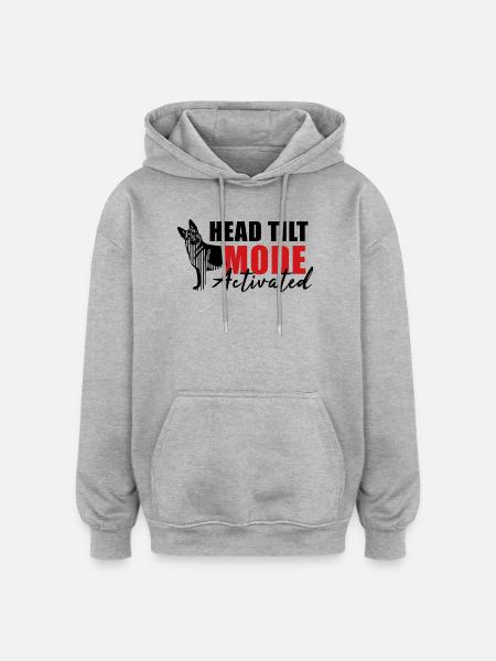 Schäfi Silhouette - Head Tilt linear Schäferhund - Oversized Unisex Hoodie - Grau meliert