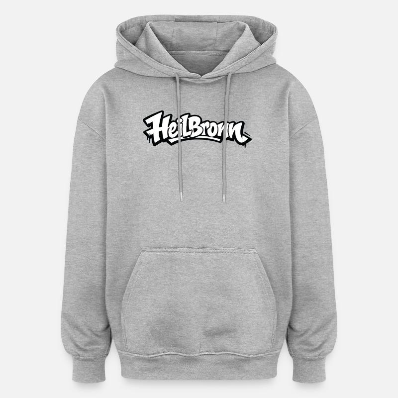 Heilbronn Graffiti Logo Tee - Oversized Unisex Hoodie - Grau meliert