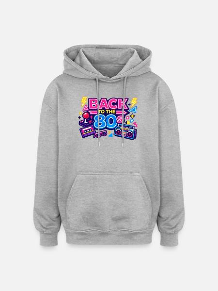 Back to the 80s Neon - Oversized Unisex Hoodie - heather grey