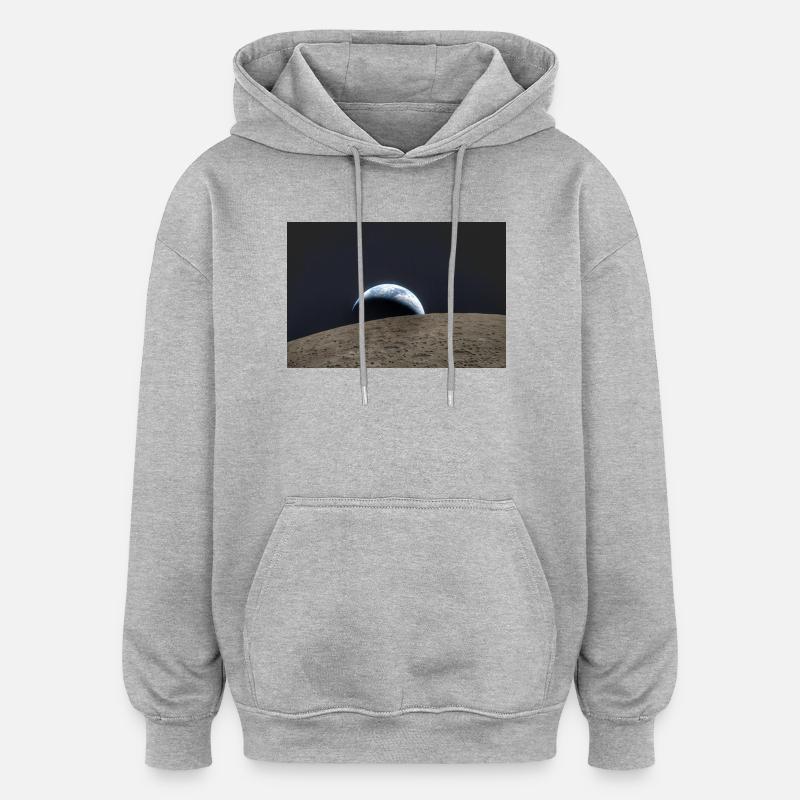 Terre sur la surface lunaire - Sweat à capuche oversize unisexe - gris chiné