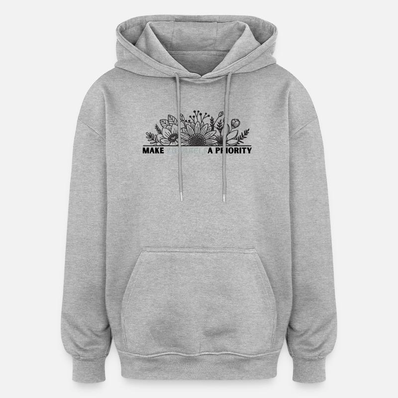 Yourself Flower Frame Design - Oversized Unisex Hoodie - heather grey
