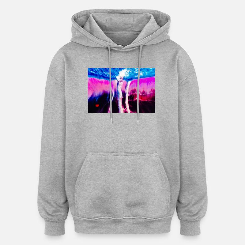 Neon Rift Psychédélique - Sweat à capuche oversize unisexe - gris chiné