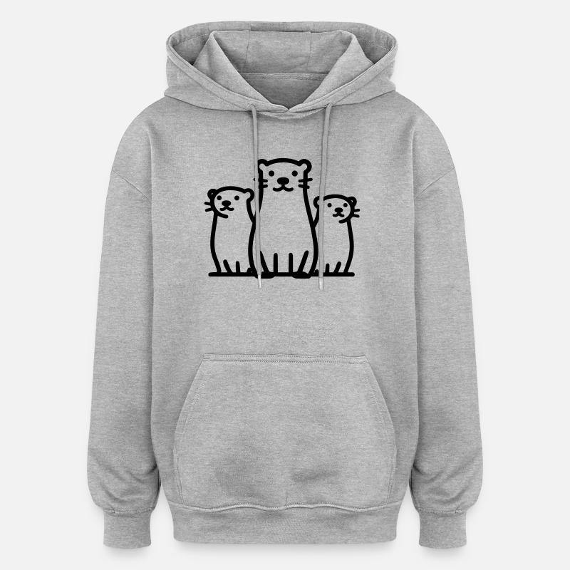 loutre - Sweat à capuche oversize unisexe - gris chiné
