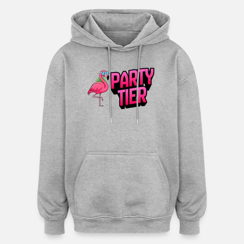 Fête du flamant rose - Sweat à capuche oversize unisexe - gris chiné