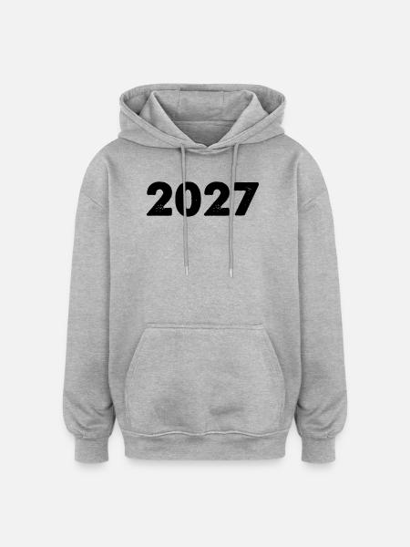 2027 - Sweat à capuche oversize unisexe - gris chiné
