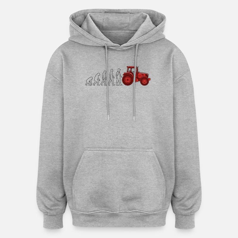 Evolution Farmer Farmer Tracteur - Sweat à capuche oversize unisexe - gris chiné