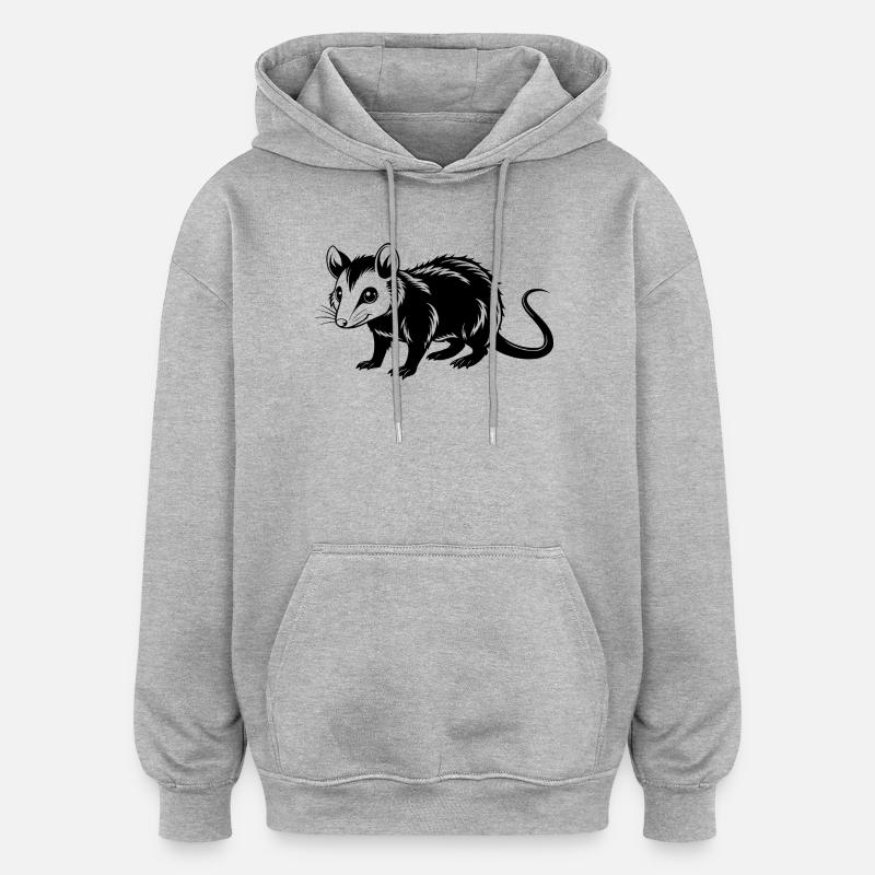 Opossum de peau - Sweat à capuche oversize unisexe - gris chiné