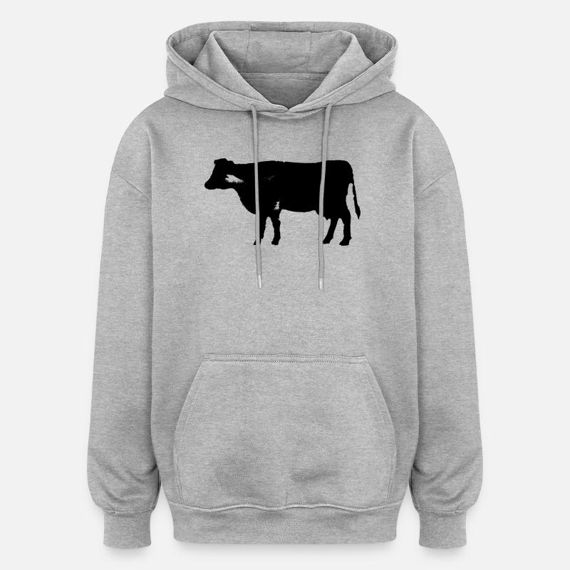 Kuh - Oversized Unisex Hoodie - Grau meliert