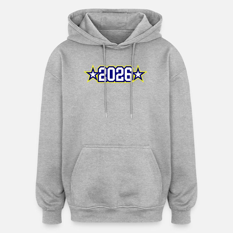 Année 2026 - Sweat à capuche oversize unisexe - gris chiné