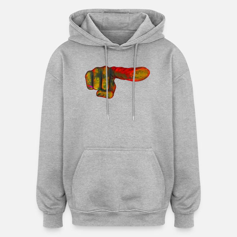 Farbexplosion Zeigefinger - Oversized Unisex Hoodie - Grau meliert